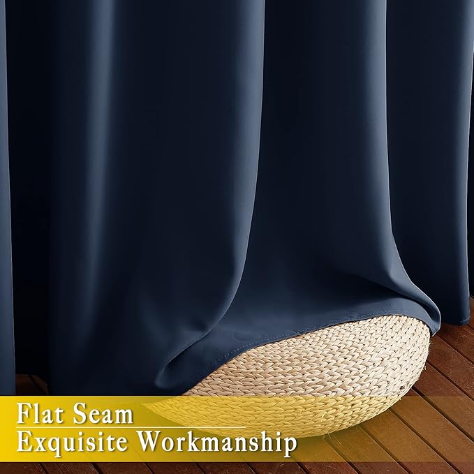 NICETOWN Blackout Navy Blue Bedroom Curtain 118 inches Long, Grommet Thermal - Image 7