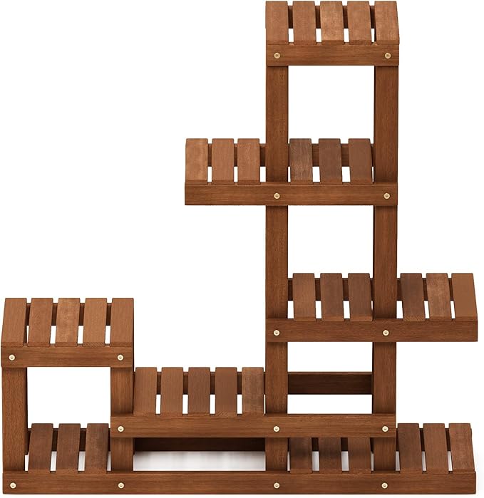 Furinno FG18451 Tioman Hardwood Patio Furniture Outdoor Flower Stand in Teak Oil - Image 4