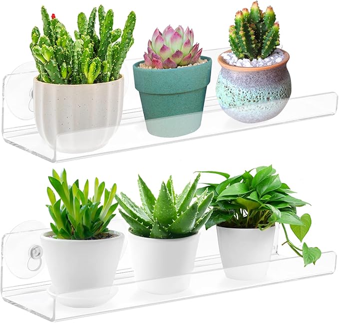 2-Pack 15 Inch Acrylic Window Boxes Plant Shelves, by Skewo
