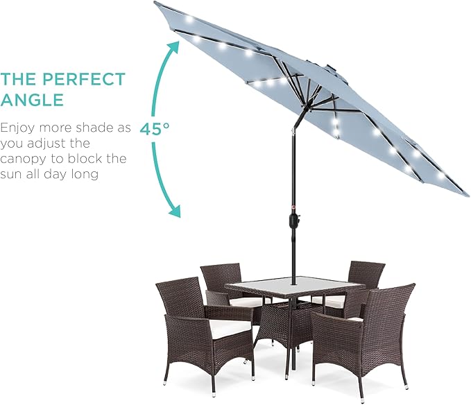 Best Choice Products 10ft Solar Polyester LED Lighted Patio Umbrella w/Tilt - Image 2