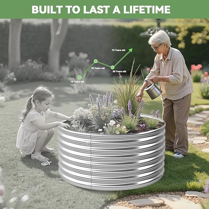 4 Pack 2x2FT Round Raised Beds for Gardening, Corrugated Galvanized Steel - Image 8