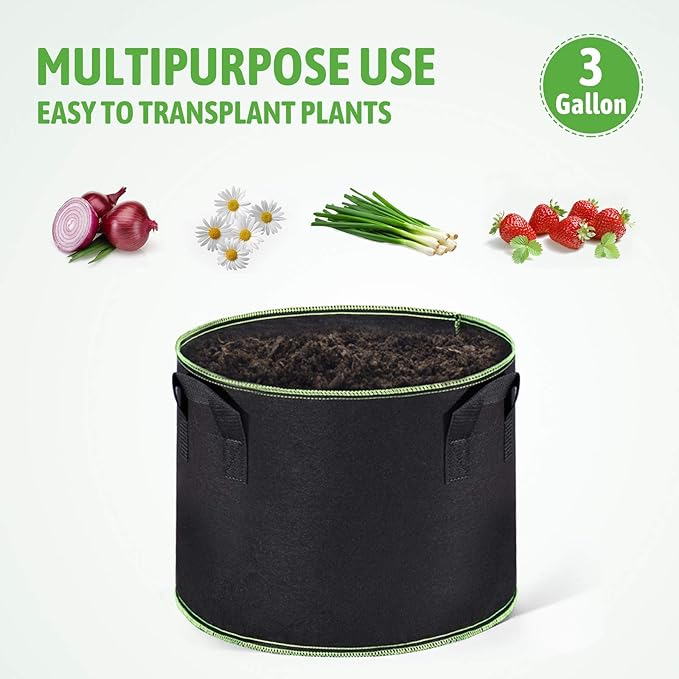Delxo 20-Pack 3 Gallon Grow Bags Heavy Duty Aeration Fabric Pots Thickened - Image 5