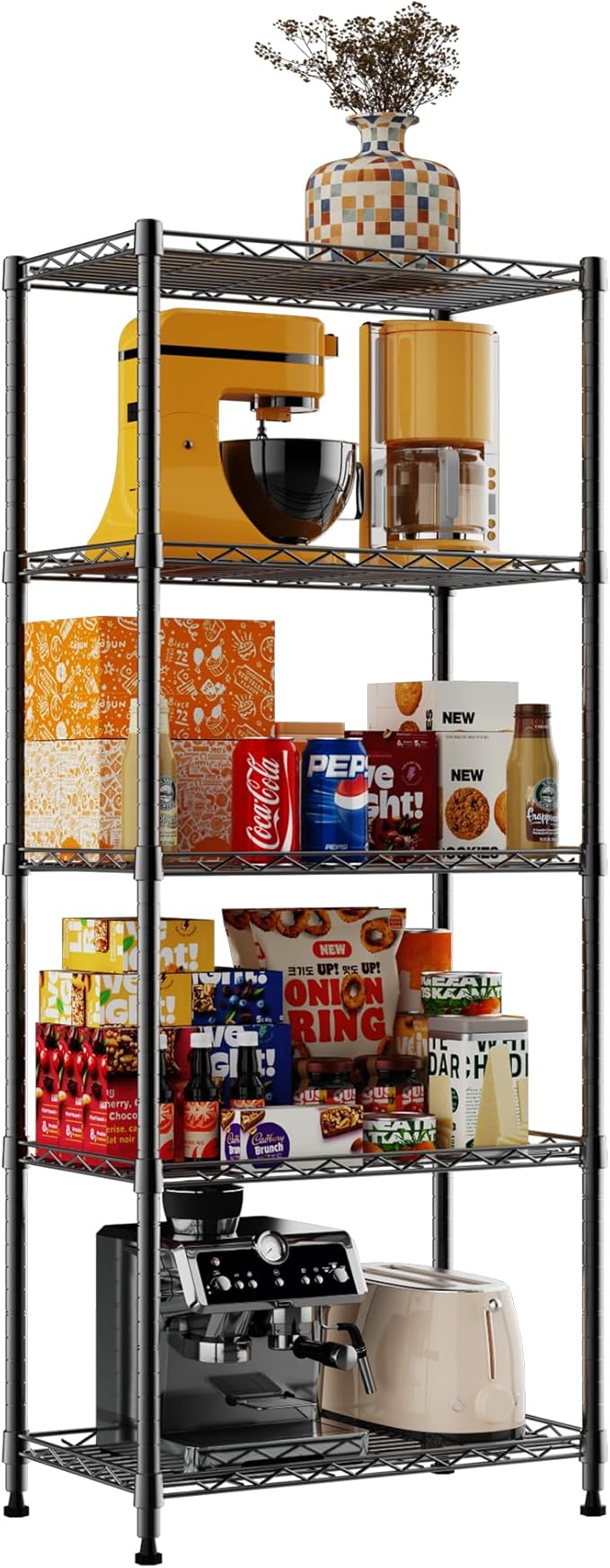 REGILLER 5-Wire Shelving Metal Storage Rack Adjustable Shelves, Standing - Image 8