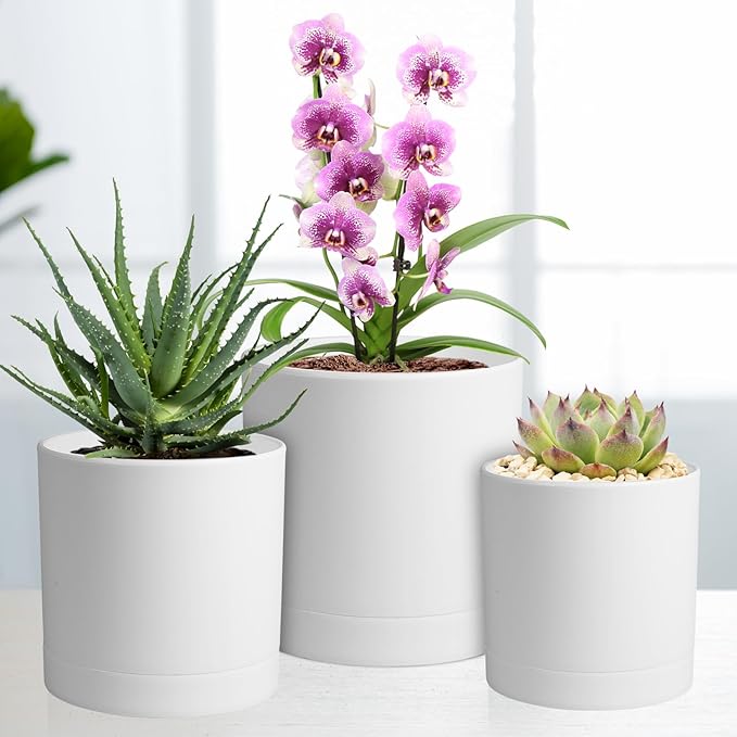 7/6.5/6/5/4 inch Flower Pots, 5 Pack Cylinder Plant Pots - Image 5