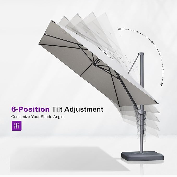 PURPLE LEAF Patio Umbrella 10' X 13' Rectangle Cantilever Umbrella Large - Image 7