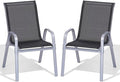 Patio Chairs Set of 2, Easily Set Up Stackable Outdoor Dining Chairs by Dovov