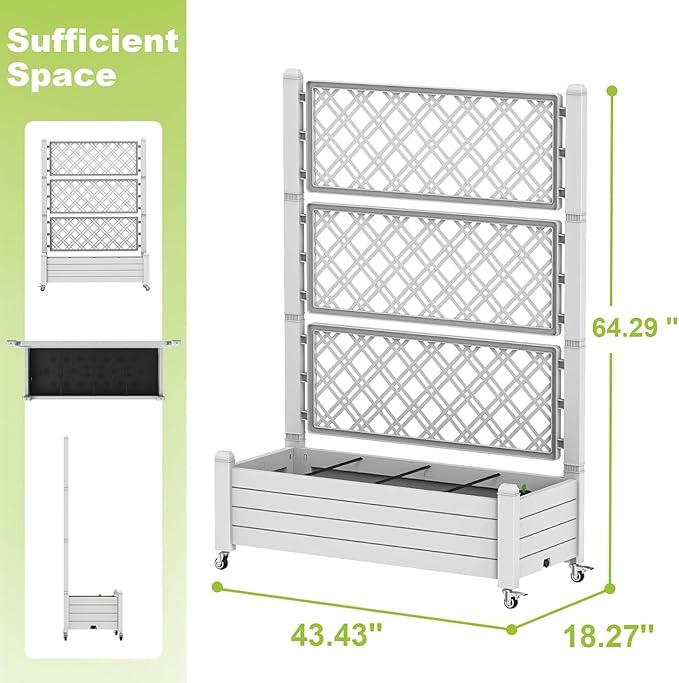 Raised Garden Bed with Trellis, 21 Gallon Self Watering Planter Box with - Image 2