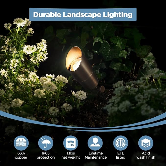 Gardencoin Solid Brass Outdoor Landscape Spotlight, 12V Low Voltage LED Spot - Image 2