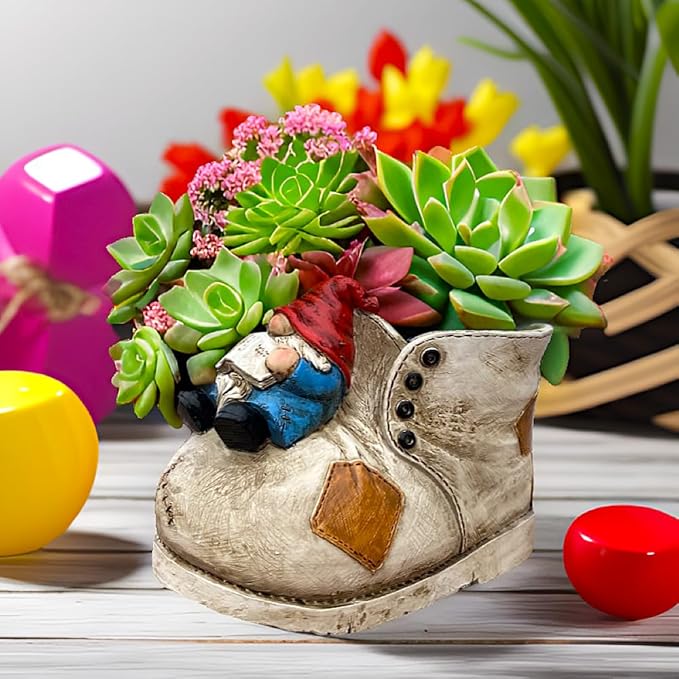 Cute Planter Pot Suitable for Indoor and Outdoor, Small gnome Resin Succulent - Image 2
