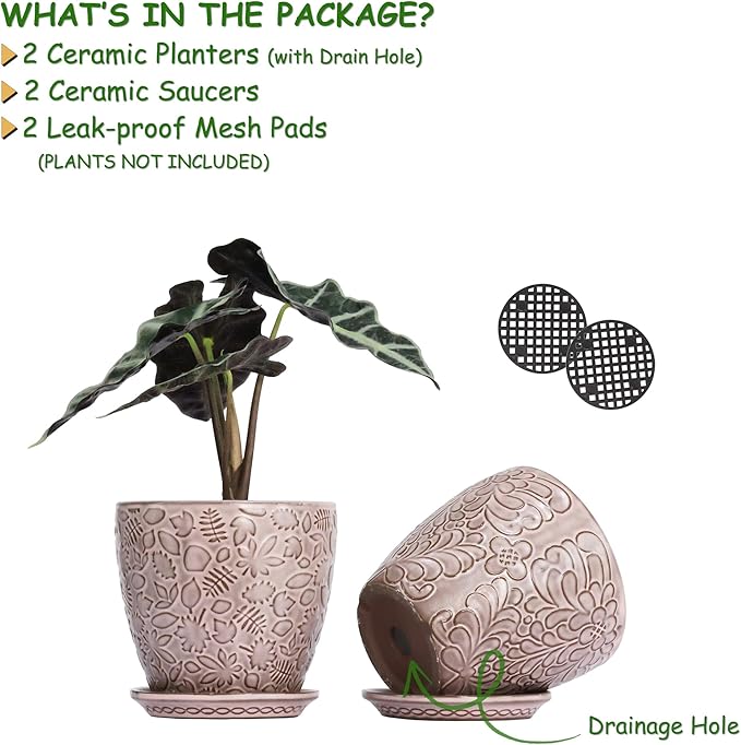 6 Inch Retro Ceramic Planter Set of 2 - Image 5