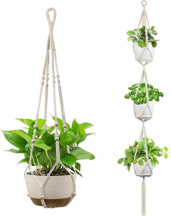 USLAI Macrame Plant Hanger Indoor Outdoor, Fits 4 to 15 Inch Pots, Strong by USLAI