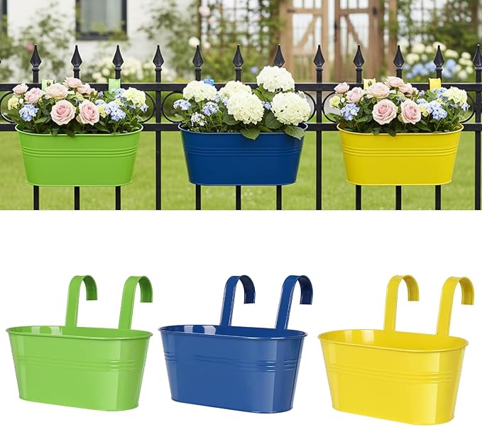 Metal Railing Planter for Outdoor Plants by vensovo