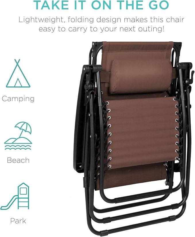 Best Choice Products Folding Zero Gravity Outdoor Recliner Patio Lounge Chair - Image 8