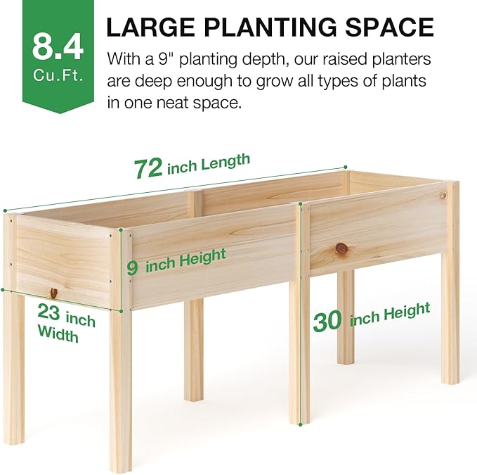 MIXC 72”L X 23”W Raised Garden Bed Outdoors - Image 2
