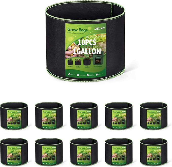 Delxo Garden Grow Bags 1 Gallon 10 Pack Plant Growing Bags Small Fabric Pots by Delxo