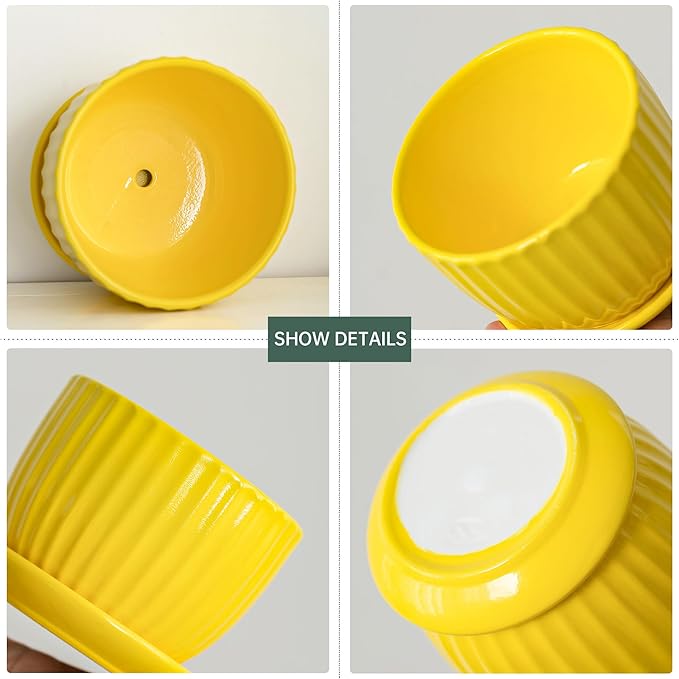 Ton Sin Ceramic Flower Pots, 4.1+5.1+6.5 inch Ceramic Plant Pots - Image 4