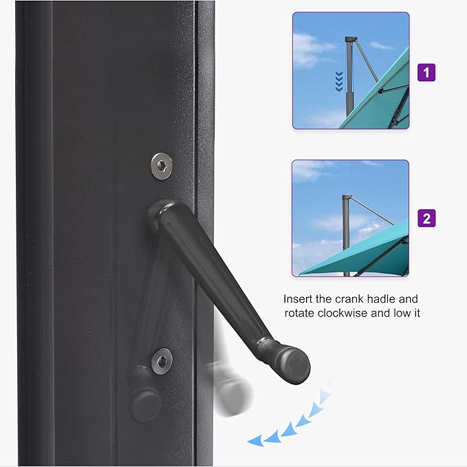 PURPLE LEAF 11.5' X 11.5' Telescopic Patio Umbrella Outdoor Cantilever Umbrella - Image 4