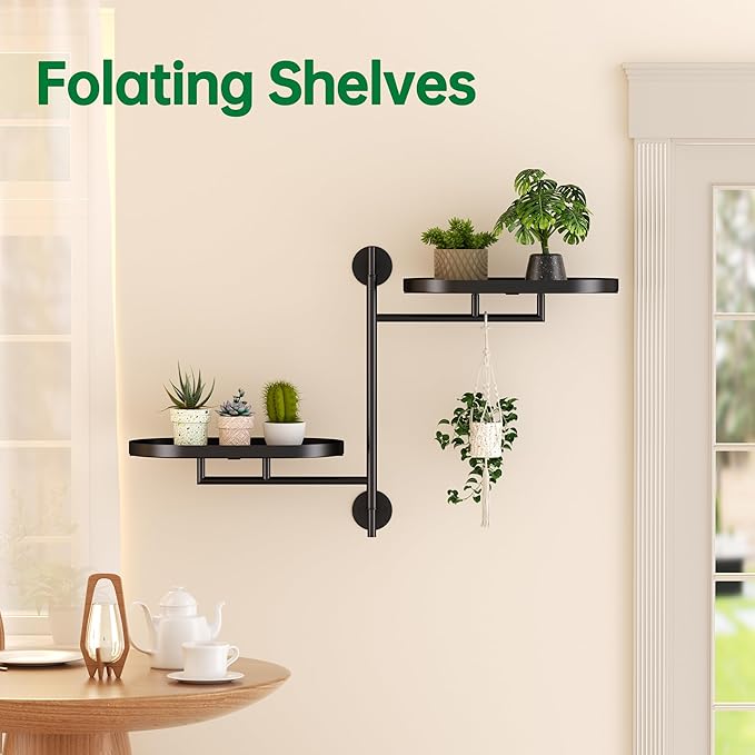 Rotating Window Shelves for Multiple Plants Indoor, 2-tier Metal Corner Black - Image 7