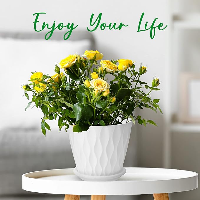6 inch Plant Pots, 5 Pack Flower Pots Outdoor Indoor, Planters - Image 4