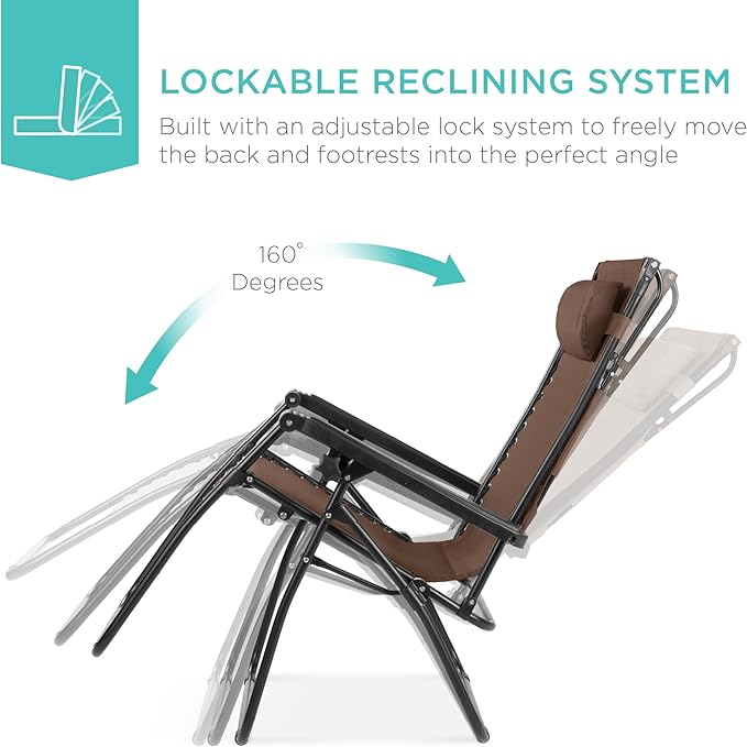 Best Choice Products Folding Zero Gravity Outdoor Recliner Patio Lounge Chair - Image 4