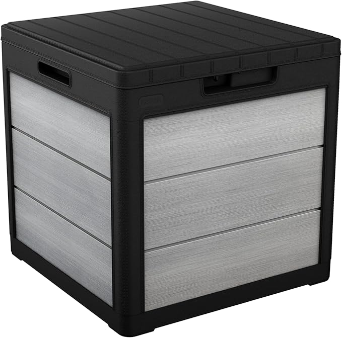 Keter Denali 30 Gallon Resin Outdoor Storage Box and Patio Furniture Side Table by Keter