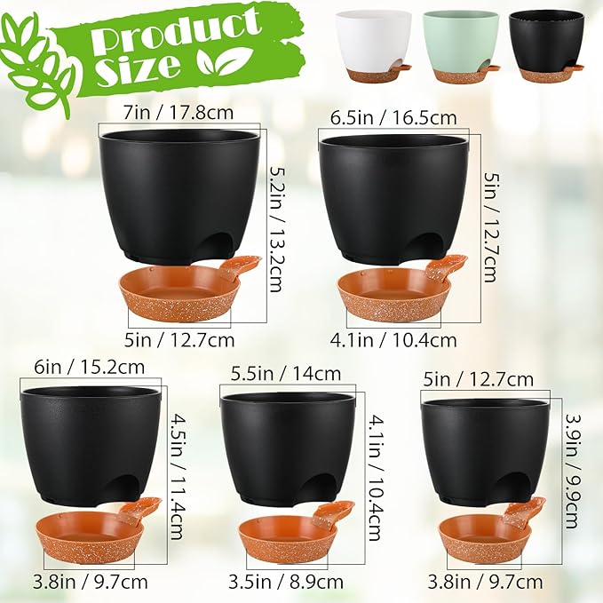 Remerry 15 Pcs 7/6.5/6/ 5.5/5 Inch Self Watering Planters - Image 2