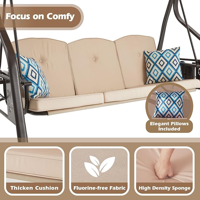 3-Seat Outdoor Porch Swing - Image 4