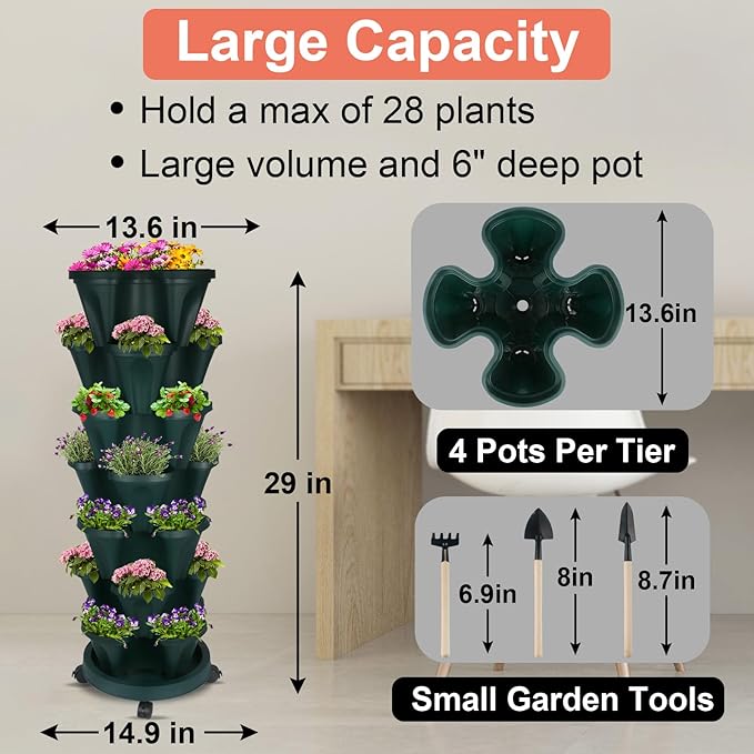 DUNCHATY Stackable Planter, Vertical Garden Planter - Image 3