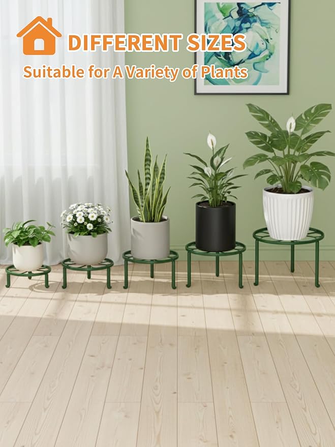 5 Pack Plant Stand for Flower Pot Heavy Duty Potted Holder Home, Round Plant - Image 7