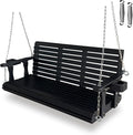 Wooden Porch Swing 3-Seater, High Backrest and Deep Seat, Bench Swing by FortuneCandy