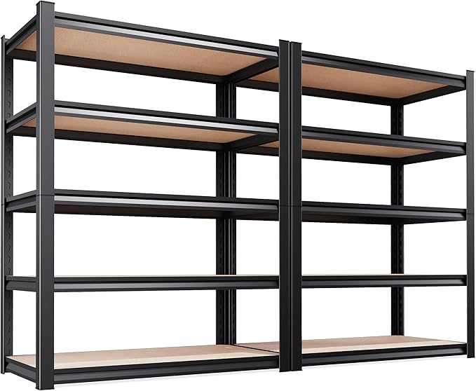Set of 2 Garage Shelving Heavy Duty Storage Shelves, Metal Adjustable Shelving by Unknown