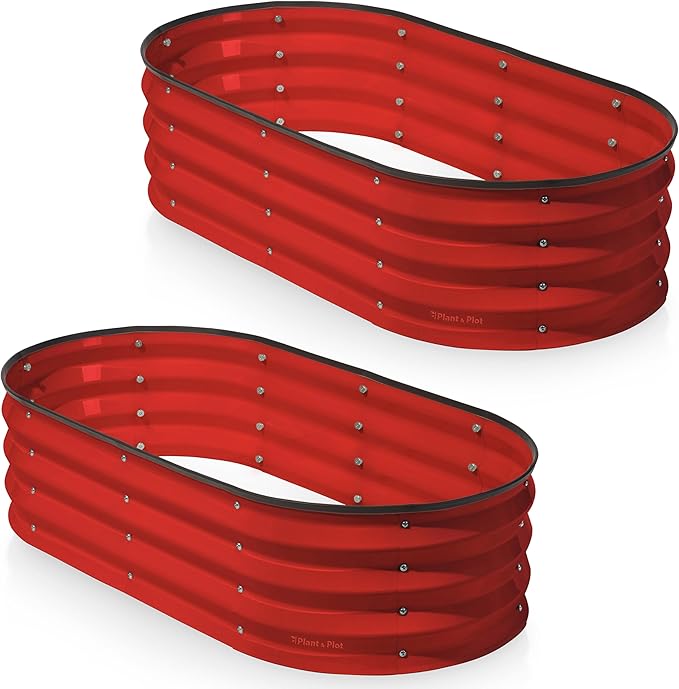 Plant & Plot Galvanized Raised Garden Beds Outdoor // 4×2×1 ft Planter Raised by PlantPlot