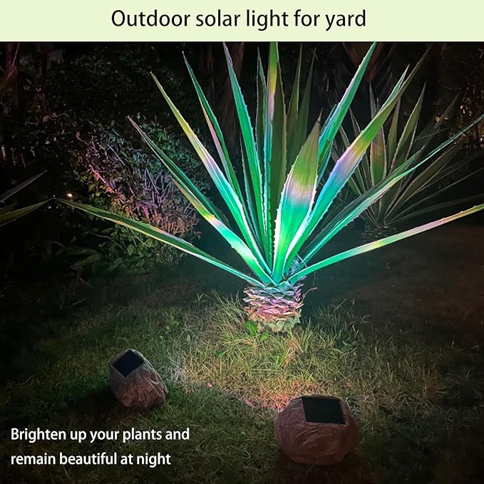 Solar Rock Lights Outdoor Waterproof, 2 Pack LED Colored Garden Rock Solar Light - Image 3