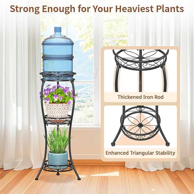 LASZOLA Black 3 Tier Tall Plant Stand - Image 4