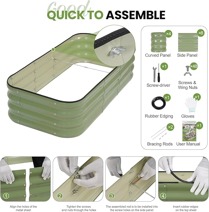 2Pcs 3-in-1 Adjustable Raised Garden Bed Kit | Galvanized Planter Boxes - Image 7