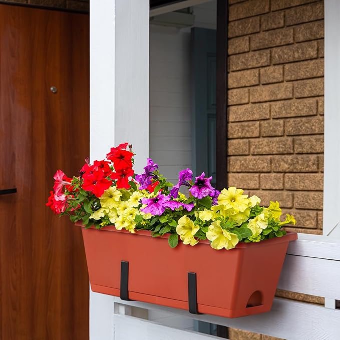 smusei Window Boxes Planters 17’’ Railing Planter Box - Image 6