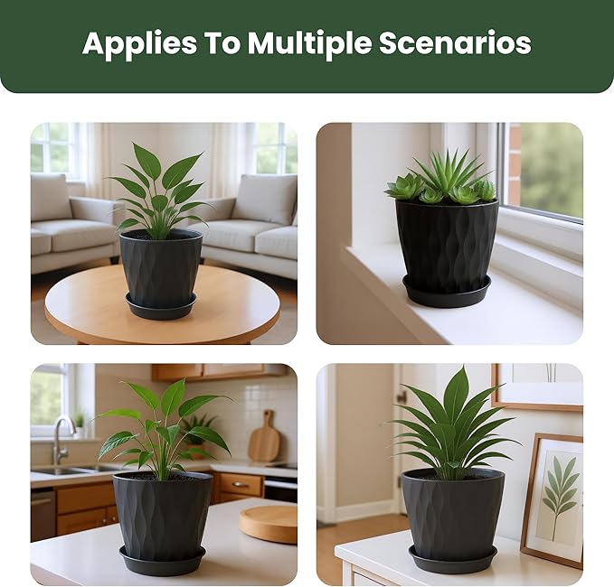 7/6.5/6/5.5/5/4.5/4 inch Plastic Plant Pots, 7 Pack Flower Planter - Image 6