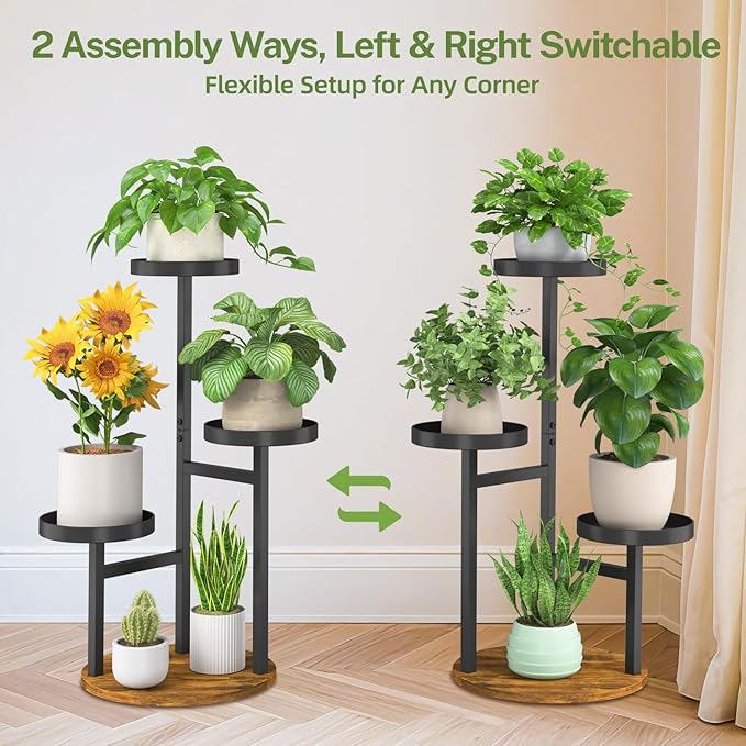 iDavosic.ly 3 Tier Plant Stand Indoor, Tiered Corner Metal Wood Multiple Flower - Image 6