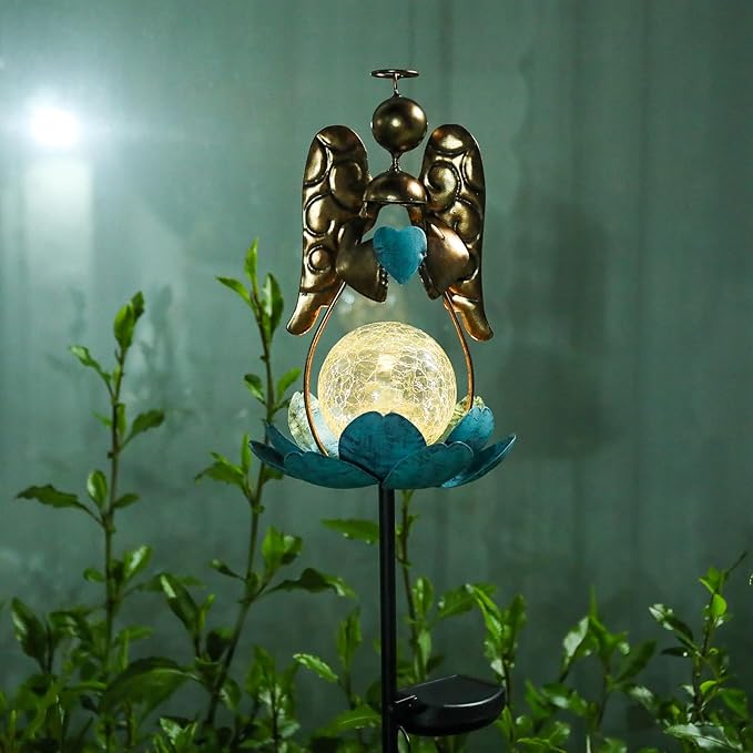 Solar Garden Lights Metal Flower Decor Colorful Solar Pathway Light - Image 9