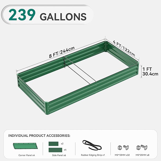 YITAHOME 96x48x12 in 2pcs Galvanized Raised Garden Bed Kit, Large Metal Planter - Image 8