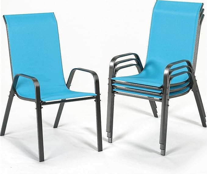 MAMIZO Patio Dining Chairs, Stackable All Weather Teslin Chair, Heavy Duty by MAMIZO