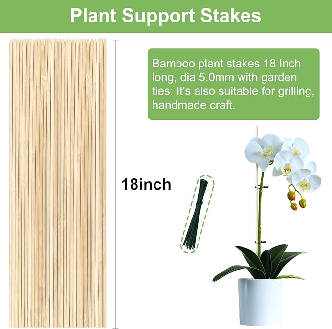 120 PCS Bamboo Plant Stakes 18 Inch, Wood Plant Support - Image 5