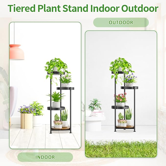 Plant Stand Indoor Outdoor Clearance, 4 Tier Metal Tall Flower Shelf Holder - Image 5