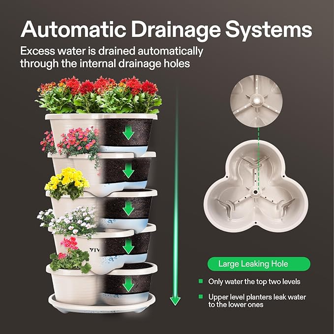 VIVOSUN 2-Pack 5 Tier Vertical Gardening Stackable Planter - Image 2