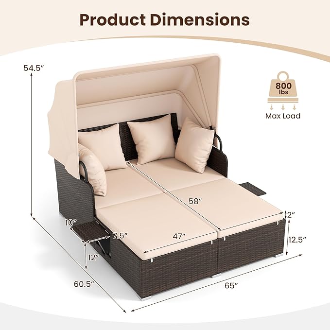 Tangkula Patio Rattan Daybed - Image 5