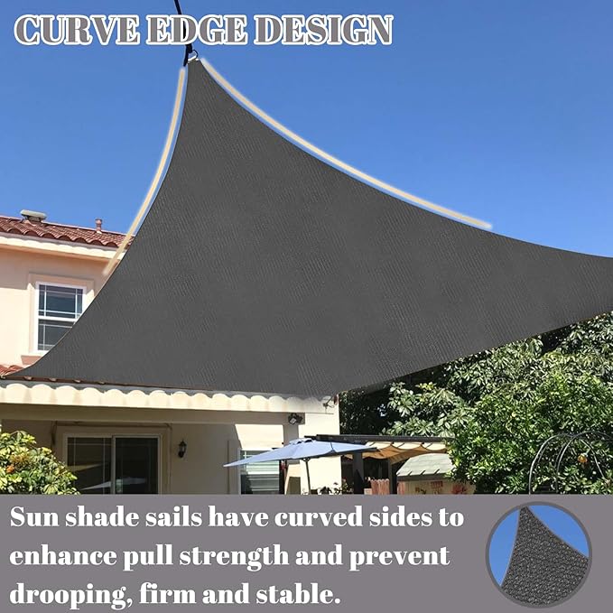 Cool Area Sun Shade Sail 12x16FT Rectangle Shade Canopy Outdoor Sunshade - Image 3