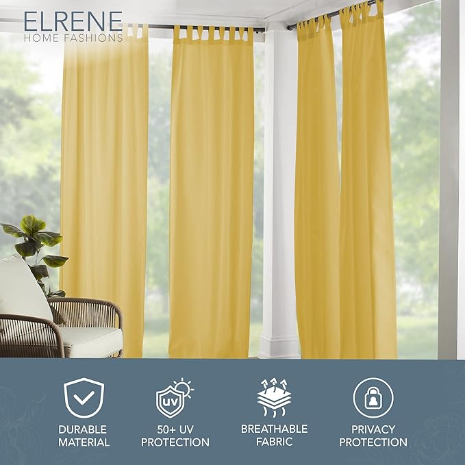 Elrene Home Fashions Matine Weatherproof Tab-Top Indoor/Outdoor Solid Color - Image 2