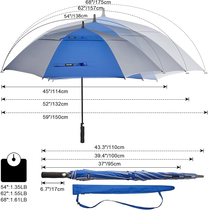 G4Free 47/54/62/68/72 Inch Automatic Open Golf Umbrella Oversize Extra Large - Image 3