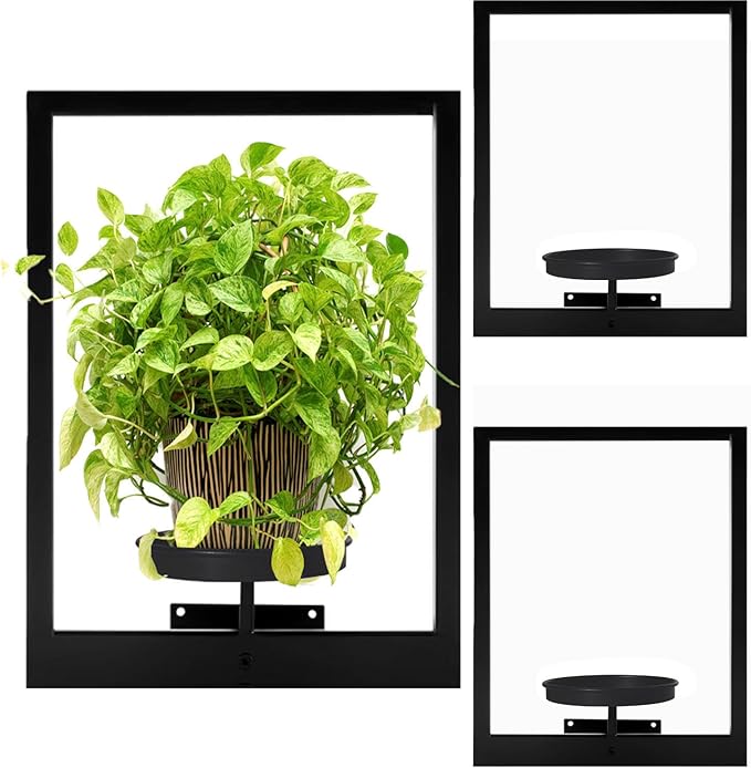 3 Pack Black Metal Indoor Window Plant Shelves Hanging Plant Shelves Picture by TECKED