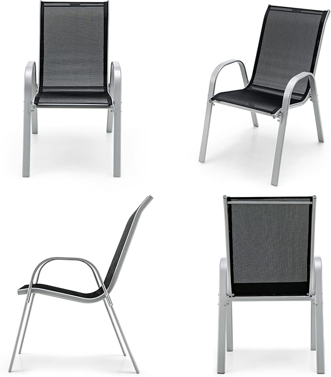 Giantex Set of 4 Patio Chairs, Stackable Outdoor Dining Chairs, 330 LBS Capacity - Image 4